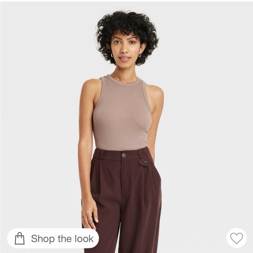 Target A New Day Sleeveless Ribbed Tank Top - Taupe sz M